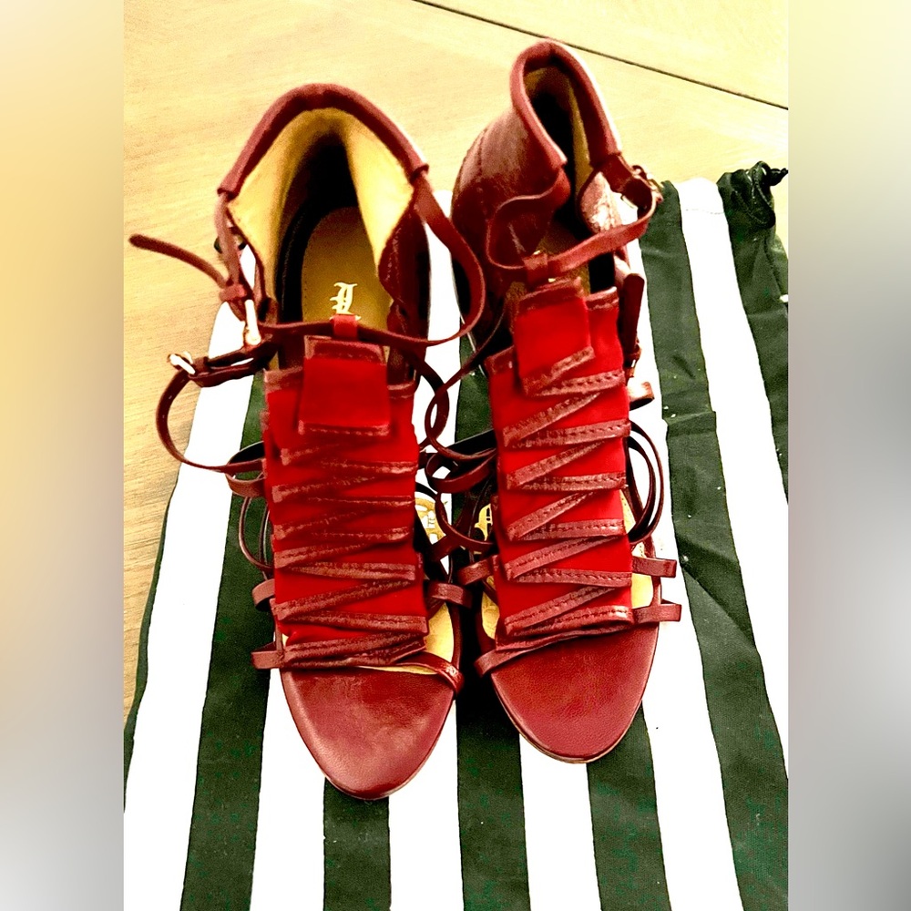 L.A.M.B….  Vintage Rhett Red Leather Stilletos